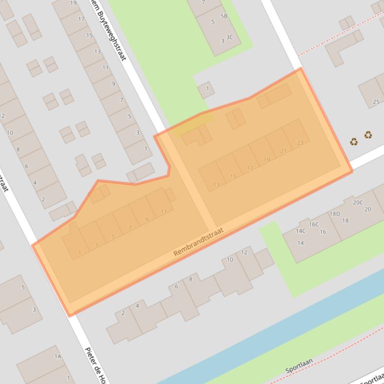 Kaart van postcodegebied 3202EK.