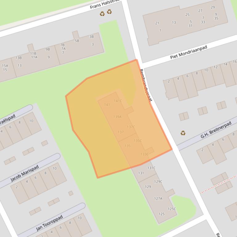 Kaart van postcodegebied 3202EP.