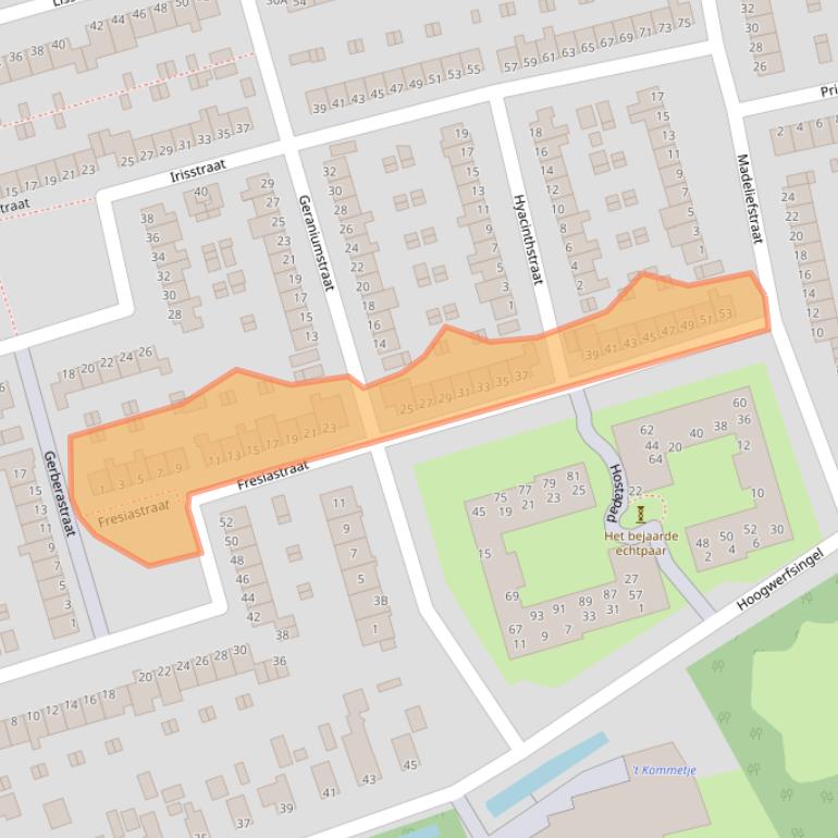 Kaart van postcodegebied 3202RA.
