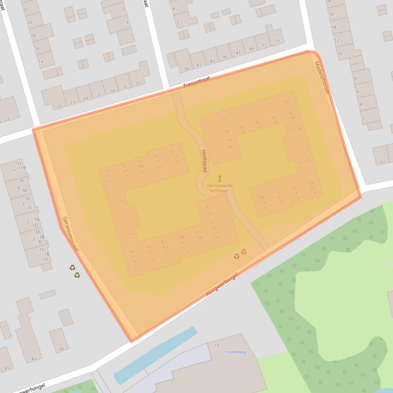 Kaart van postcodegebied 3202RP.