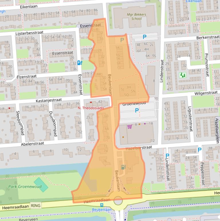 Kaart van postcodegebied 3203AC.
