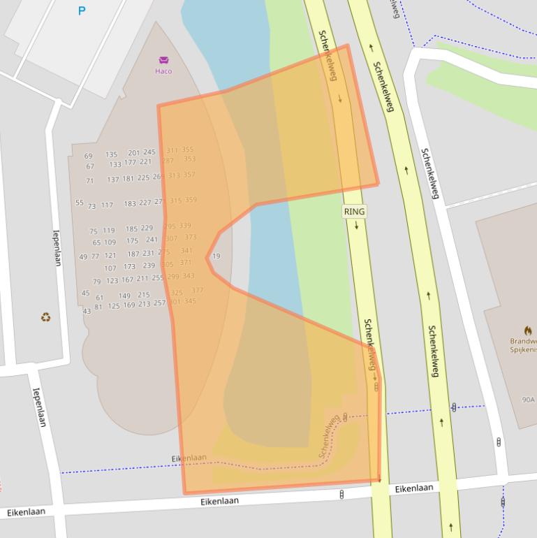 Kaart van postcodegebied 3203XX.