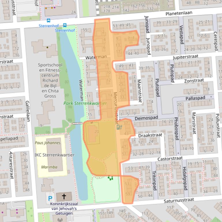 Kaart van postcodegebied 3204BM.