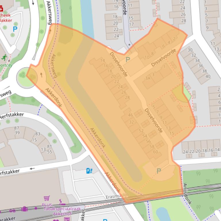 Kaart van postcodegebied 3204SE.