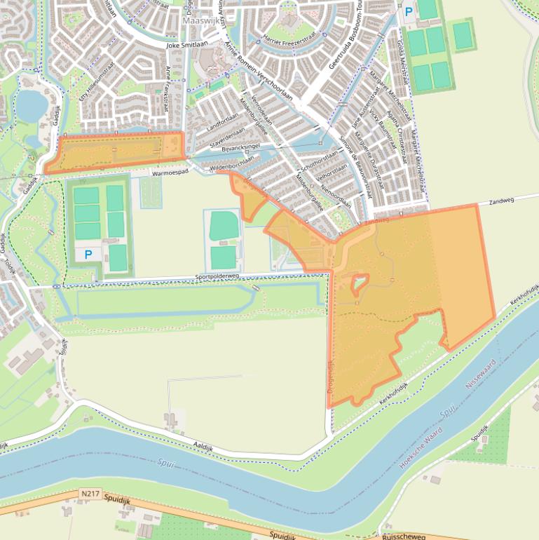 Kaart van postcodegebied 3205LH.