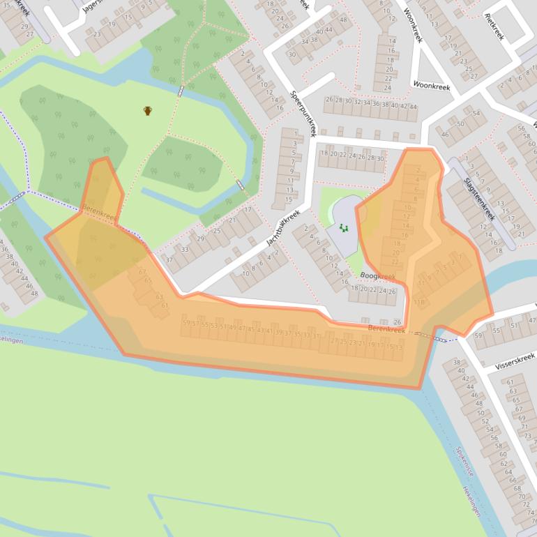 Kaart van postcodegebied 3206GA.