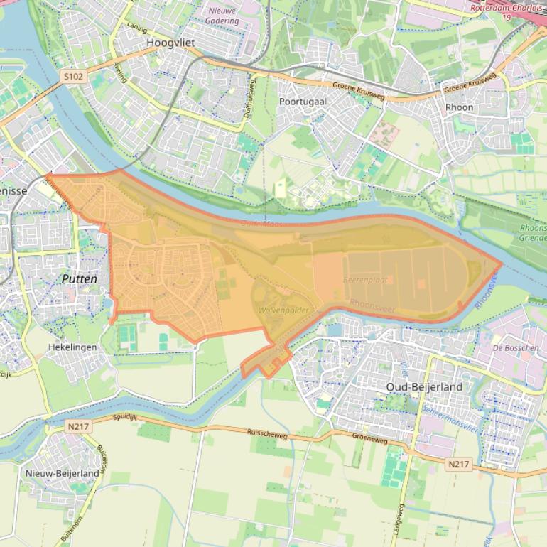 Kaart van postcodegebied 3207.