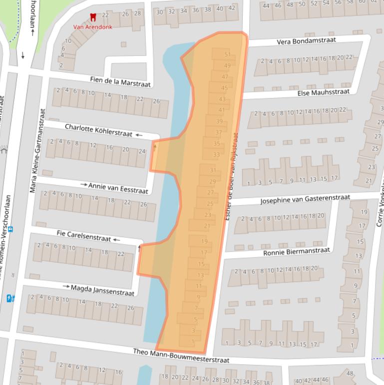 Kaart van postcodegebied 3207VA.