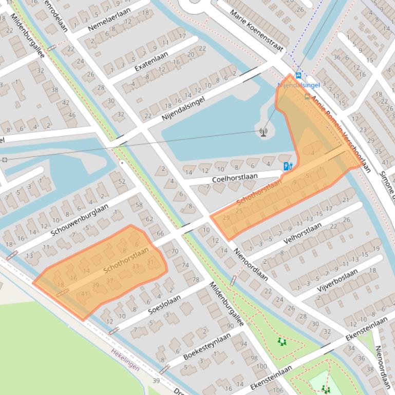 Kaart van postcodegebied 3207ZD.