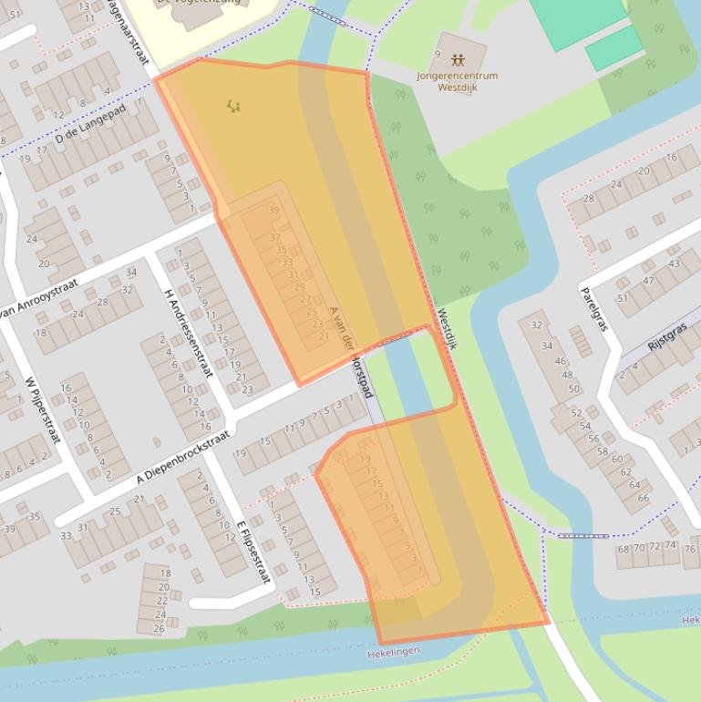 Kaart van postcodegebied 3208AC.