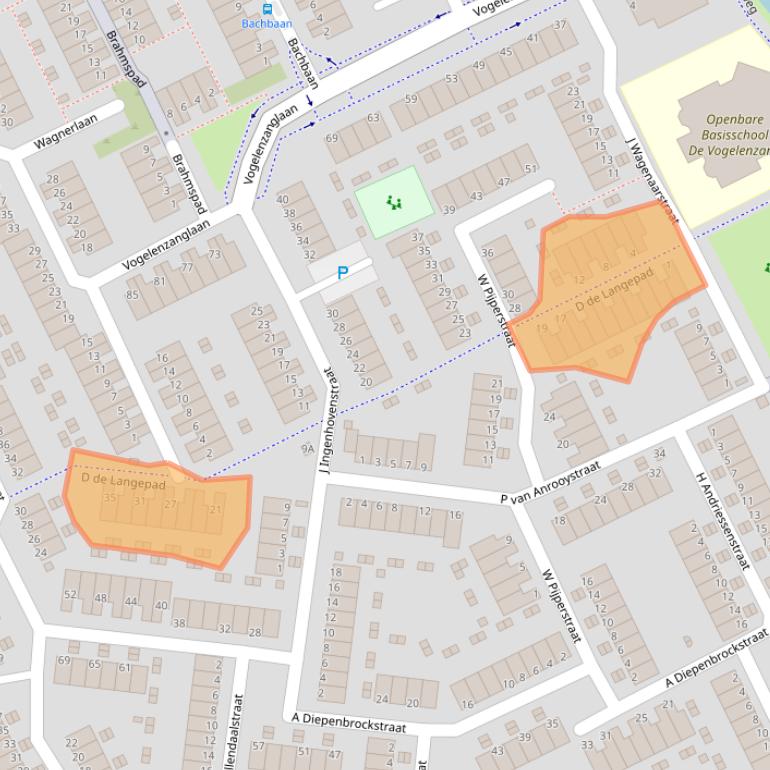 Kaart van postcodegebied 3208AD.