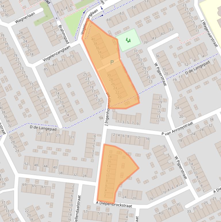 Kaart van postcodegebied 3208AJ.