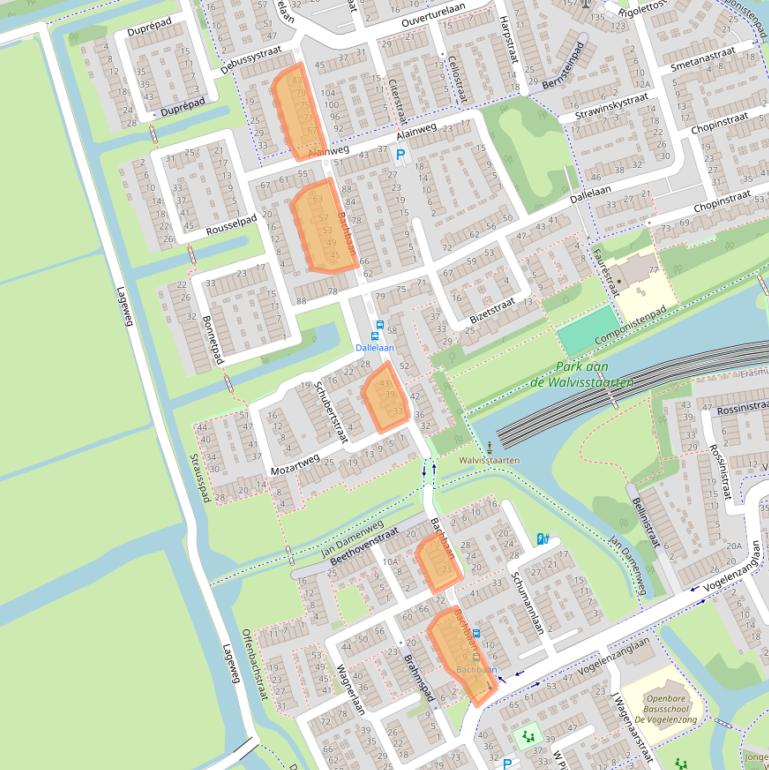Kaart van postcodegebied 3208BA.