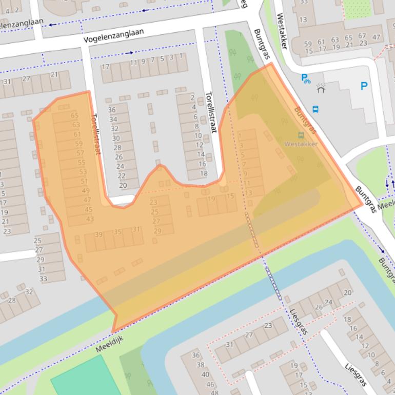 Kaart van postcodegebied 3208NE.