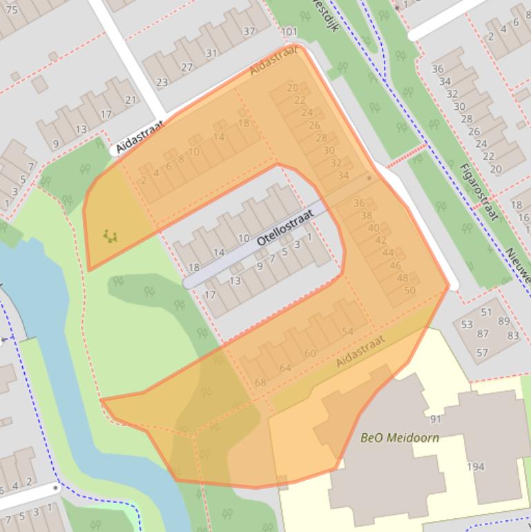 Kaart van postcodegebied 3208PB.