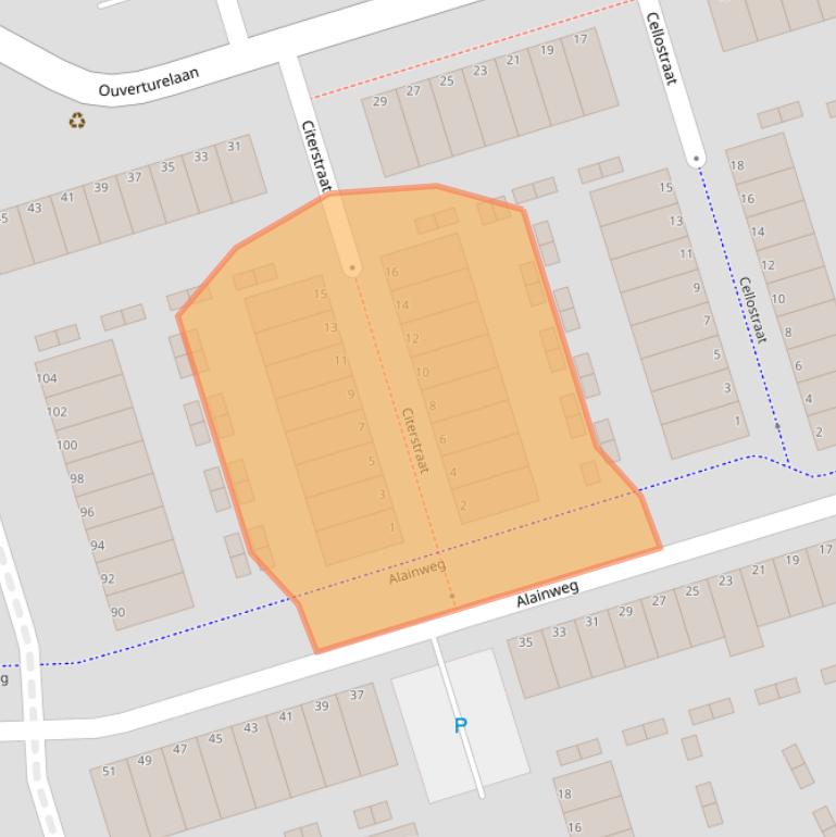 Kaart van postcodegebied 3208RD.