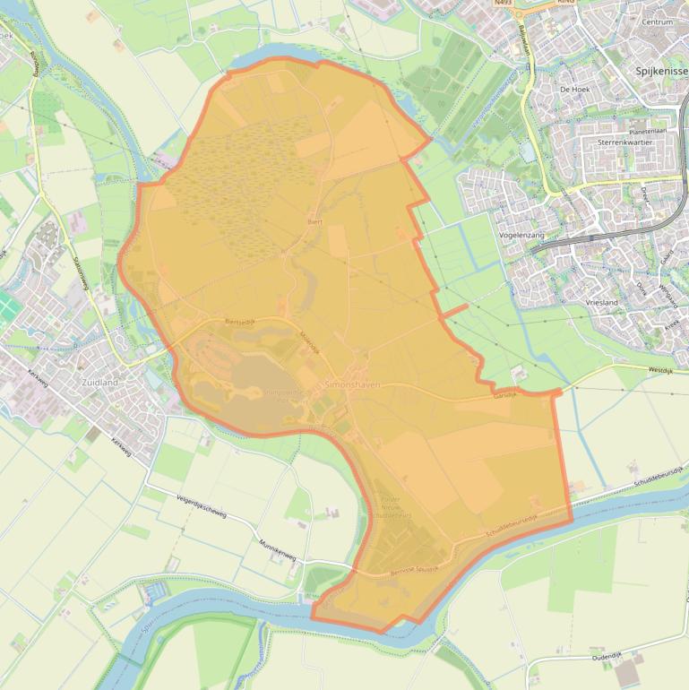 Kaart van postcodegebied 3212.