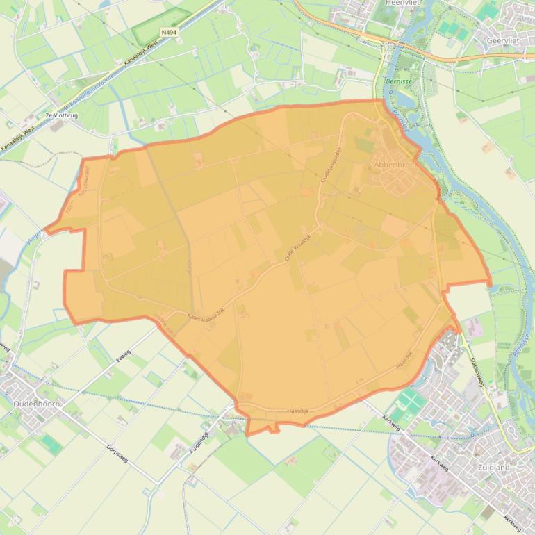 Kaart van postcodegebied 3216.