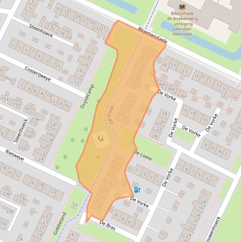 Kaart van postcodegebied 3218XH.