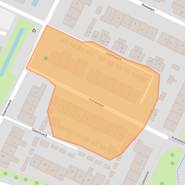 Kaart van postcodegebied 3218XM.