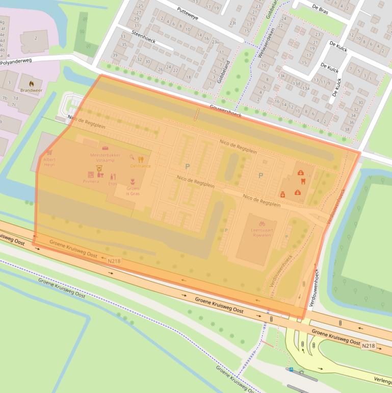 Kaart van postcodegebied 3218XW.