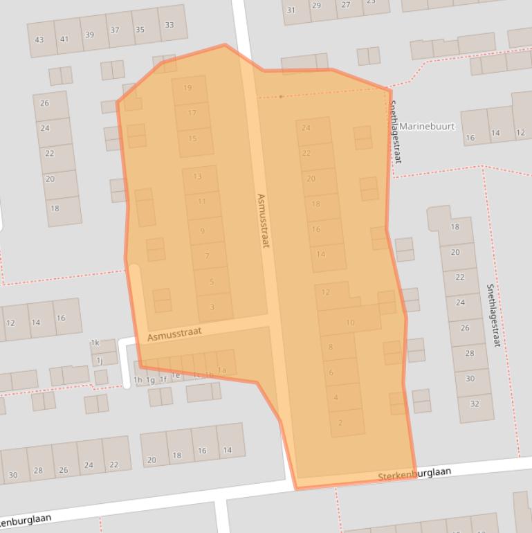 Kaart van postcodegebied 3221BA.