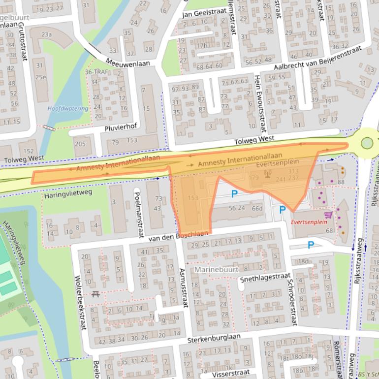 Kaart van postcodegebied 3221BJ.