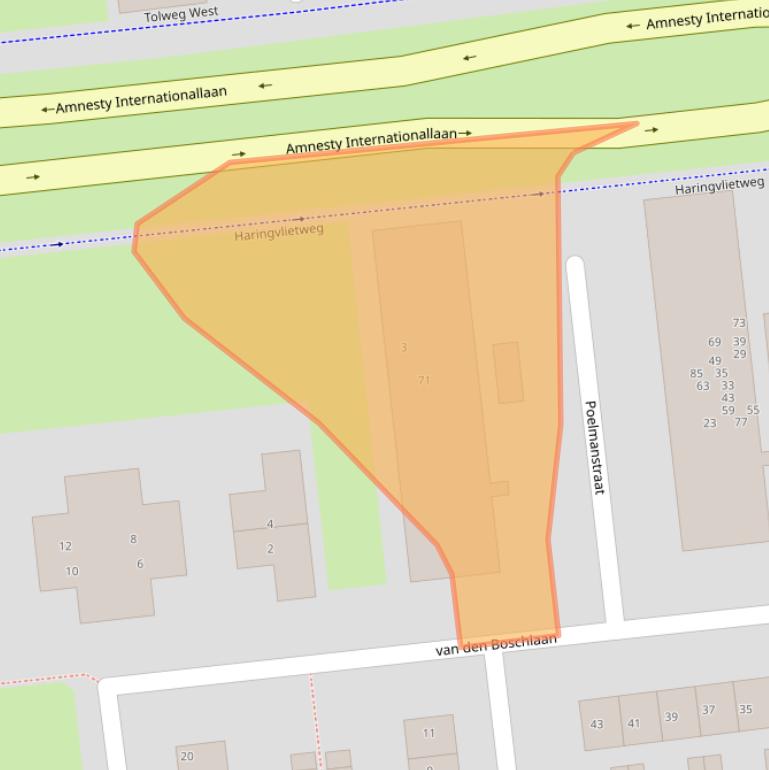 Kaart van postcodegebied 3221BM.