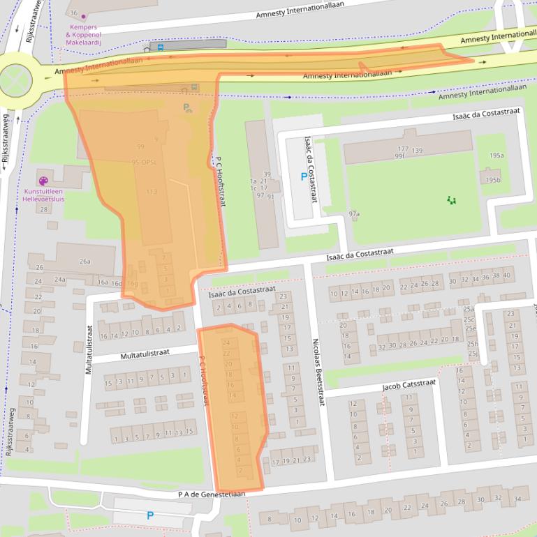 Kaart van postcodegebied 3221TS.