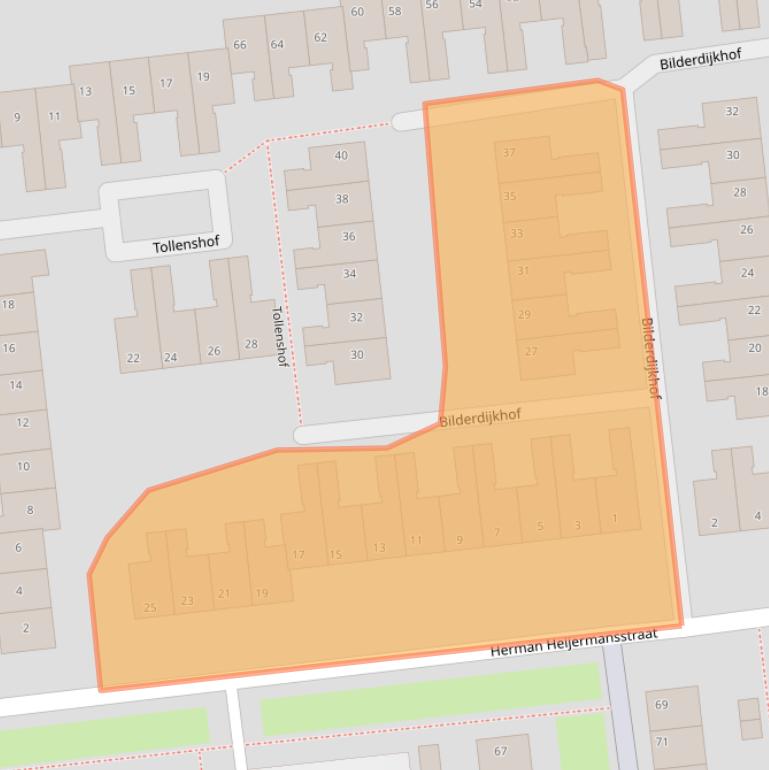 Kaart van postcodegebied 3221VE.