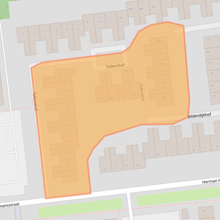 Kaart van postcodegebied 3221VV.