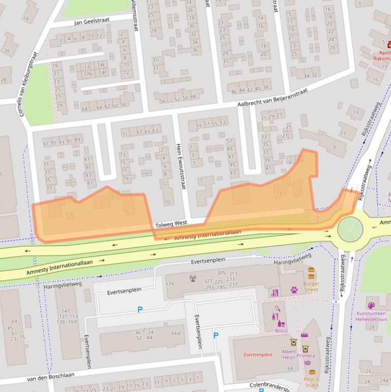 Kaart van postcodegebied 3222AK.