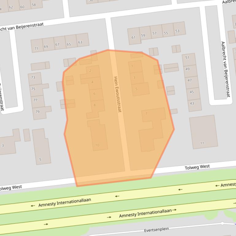 Kaart van postcodegebied 3222CJ.