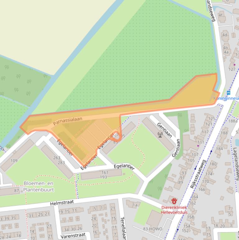 Kaart van postcodegebied 3222VB.