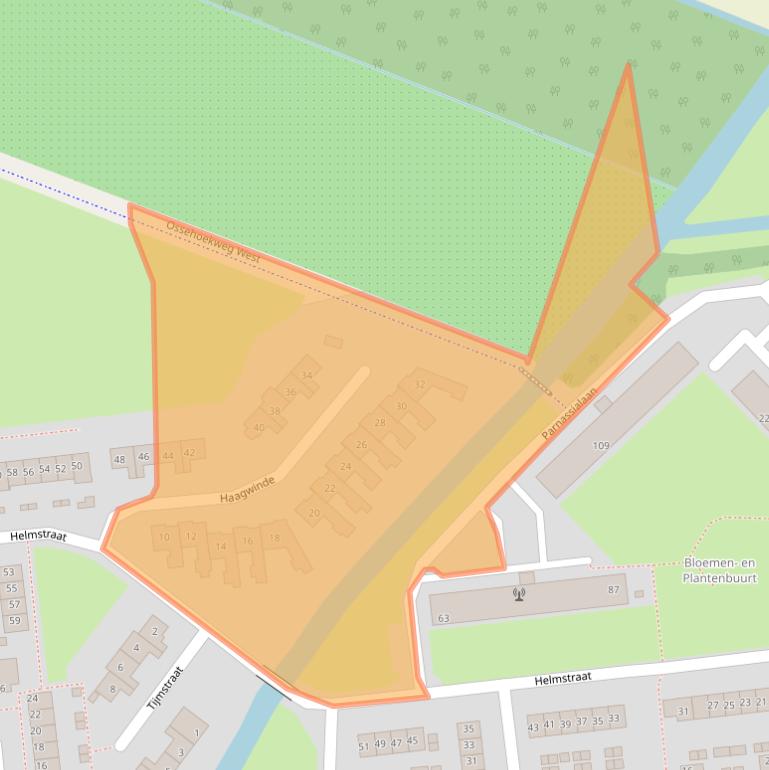 Kaart van postcodegebied 3222XG.