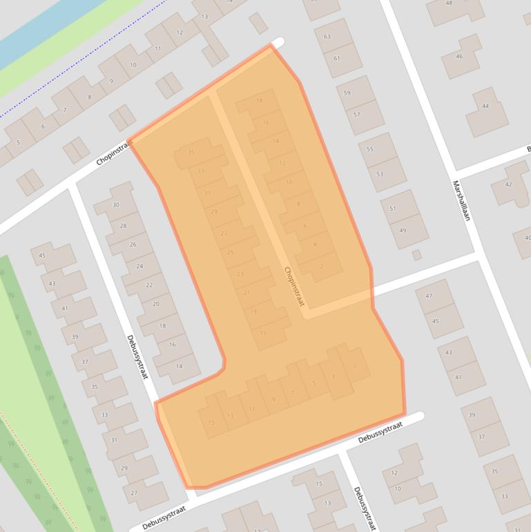 Kaart van postcodegebied 3223TC.