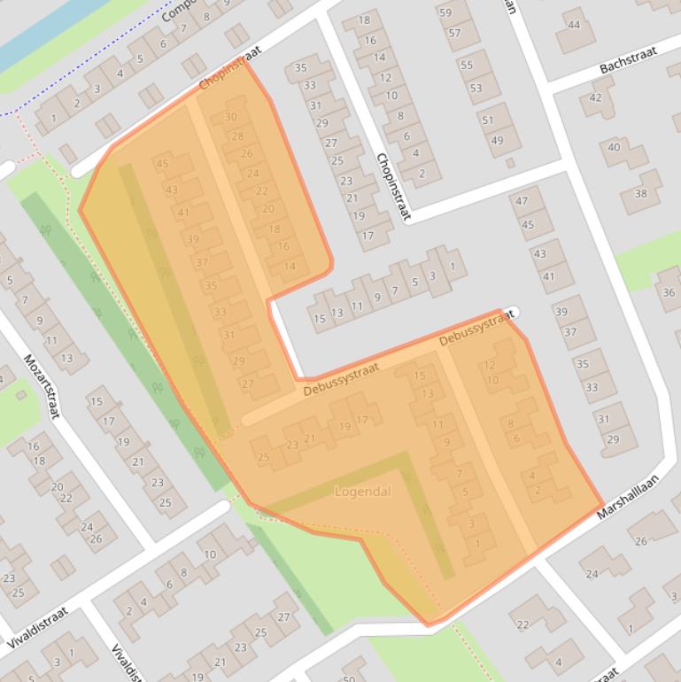 Kaart van postcodegebied 3223TE.