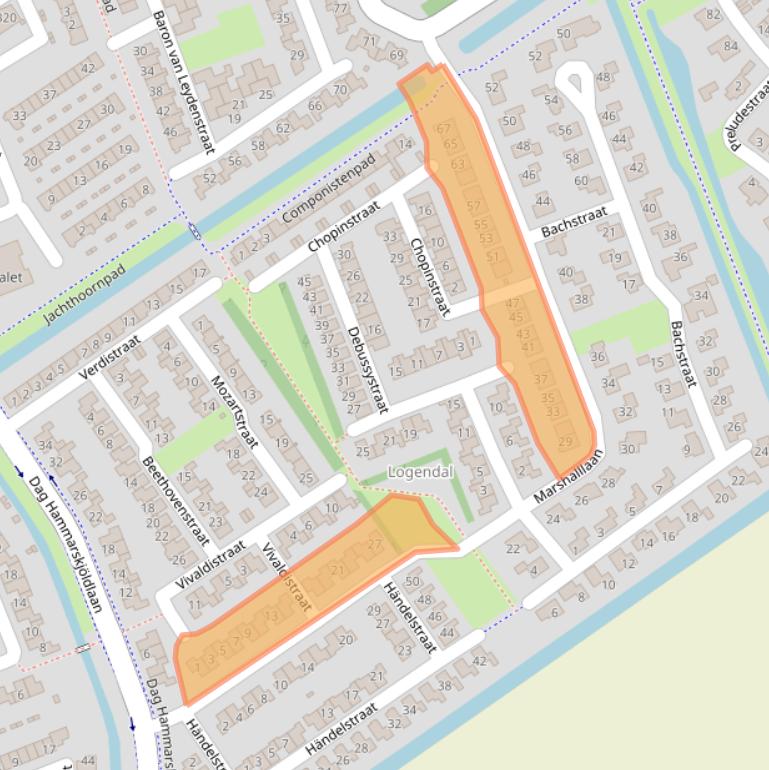 Kaart van postcodegebied 3223TJ.