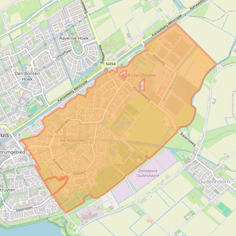 Kaart van postcodegebied 3225.