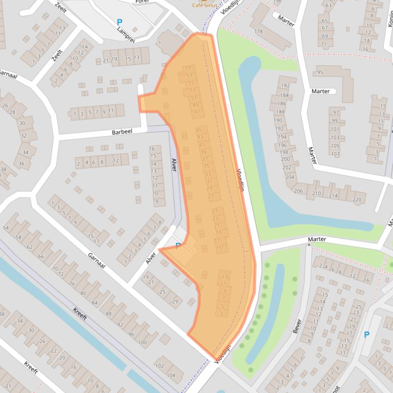 Kaart van postcodegebied 3225BX.
