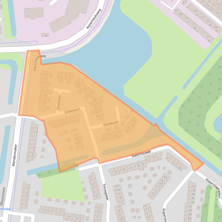 Kaart van postcodegebied 3225GA.