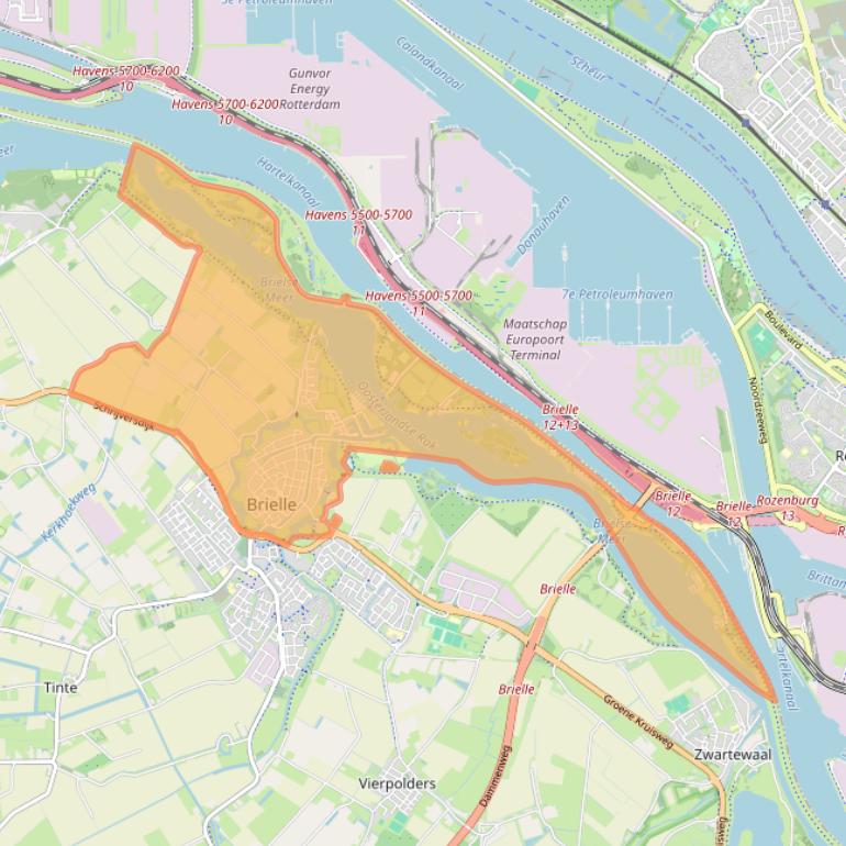 Kaartafbeelding, ingezoomd op postcodegebied 3231.