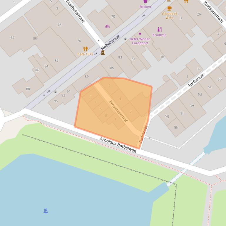 Kaart van postcodegebied 3231BX.