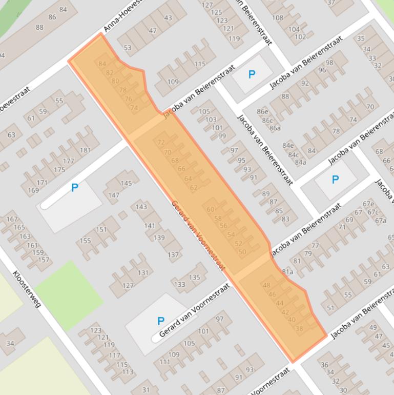 Kaart van postcodegebied 3232BH.