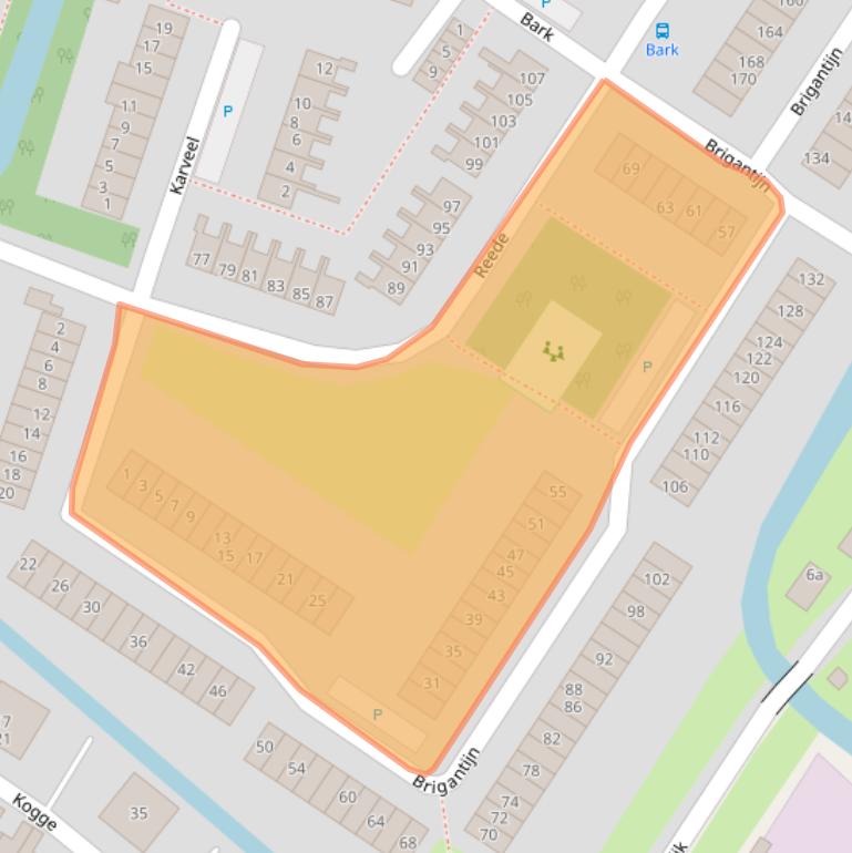 Kaart van postcodegebied 3232CB.