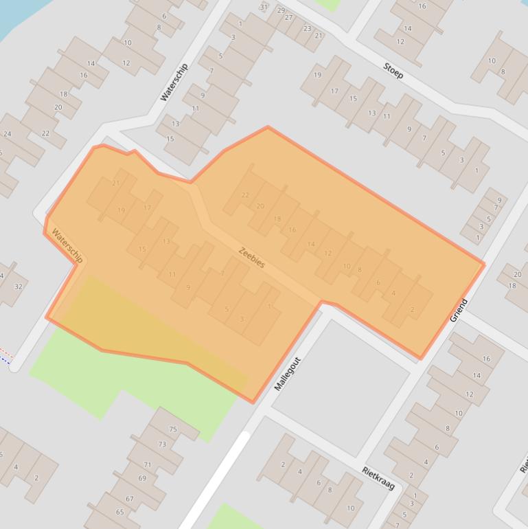 Kaart van postcodegebied 3232GD.