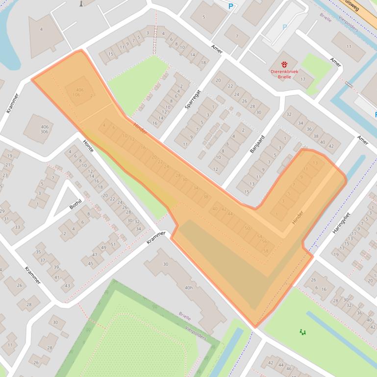 Kaart van postcodegebied 3232HC.