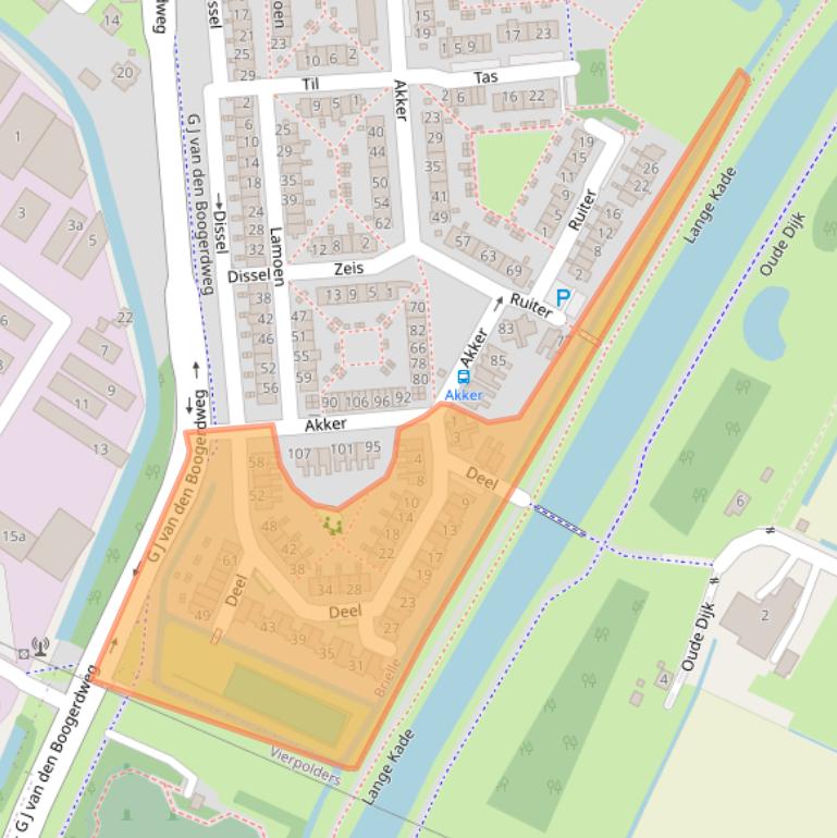 Kaart van postcodegebied 3232RB.