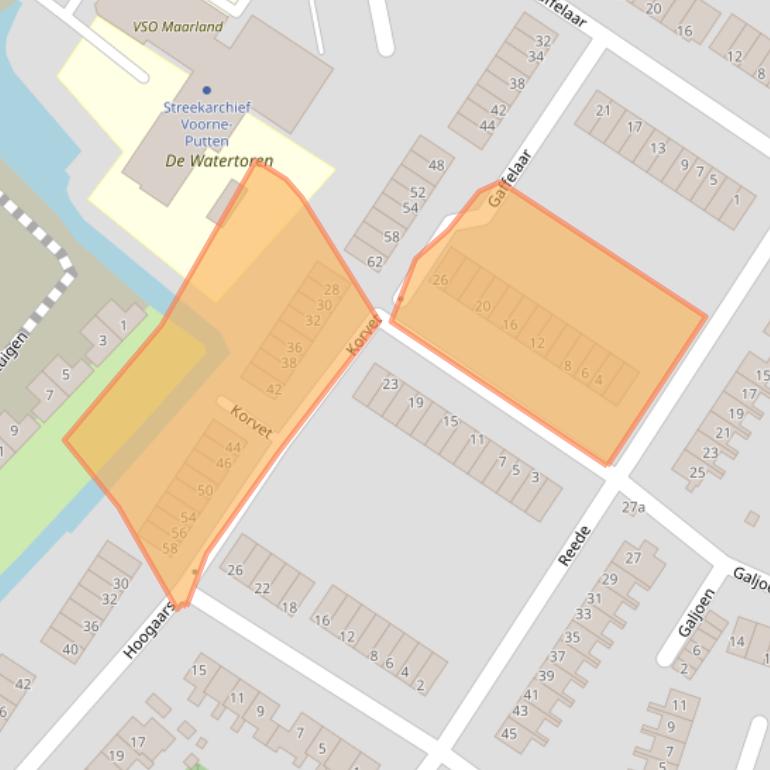 Kaart van postcodegebied 3232TK.