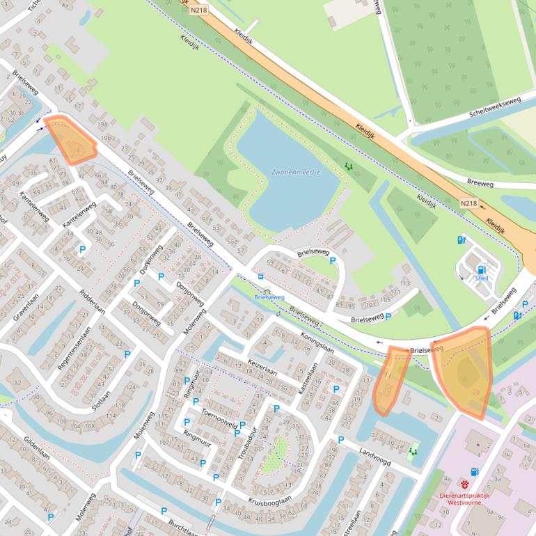 Kaart van postcodegebied 3233AD.